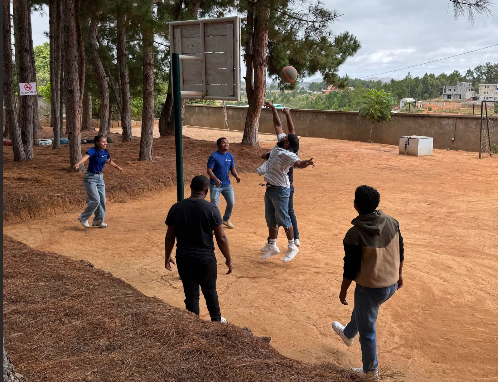 Our team playing basketball