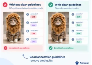 An annotation without clear annotation guidelines vs an annotation with clear annotation guidelines